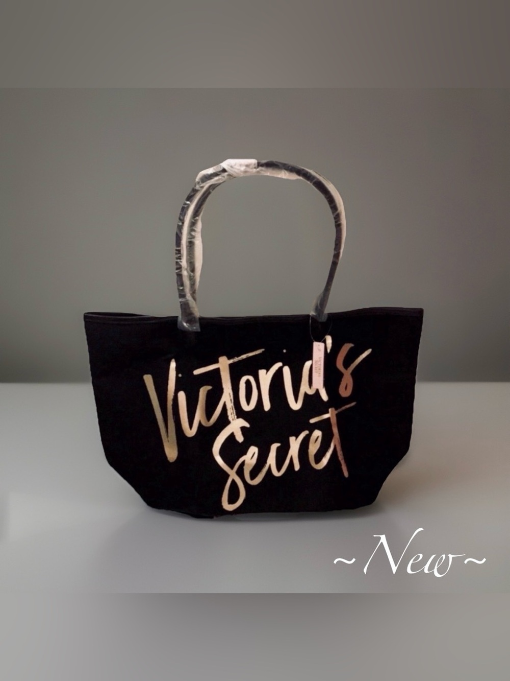 Victoria's Secret Black Tote with Gold VS Logo
~New~Retired Item~